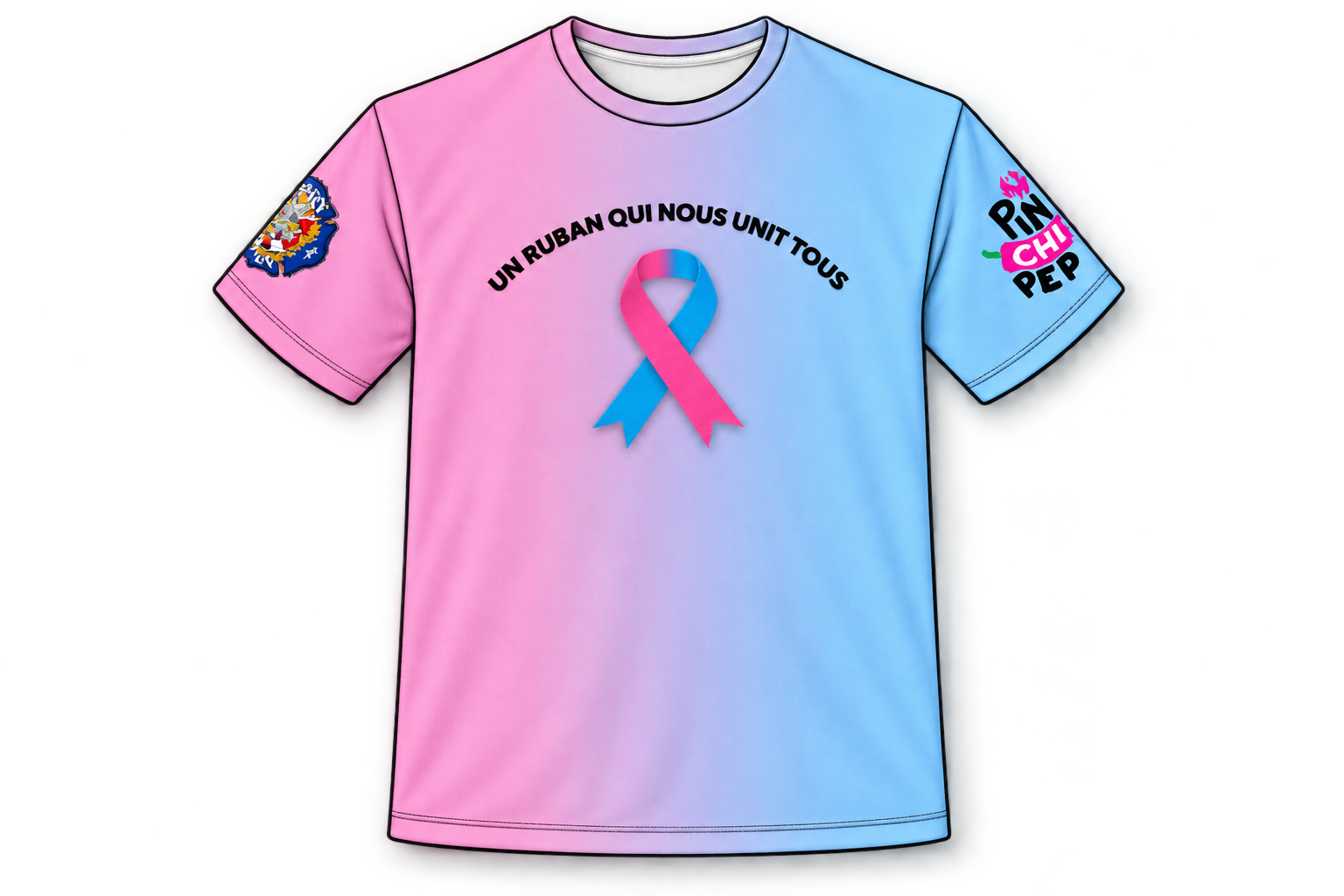 Tee-shirt rose et bleu du Défi Solidaire